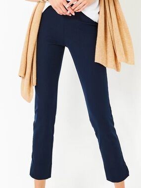 Lilly Pulitzer Merrin High-Rise Bi-Stretch Pull On Pants Navy Blue Size 6